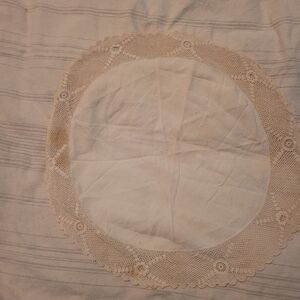 Round Crochet Lace Doily Table Accent - Cream Please See Measurements